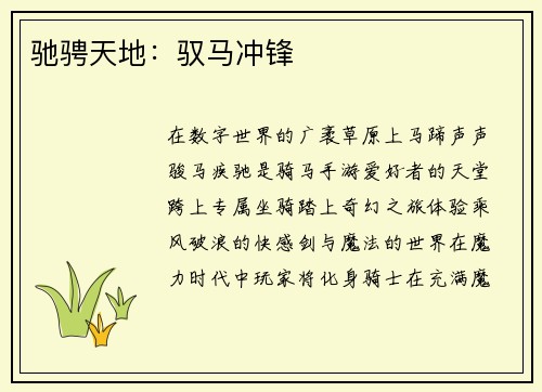 驰骋天地：驭马冲锋